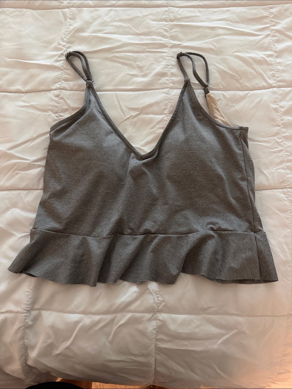 Kortni Jeane Gray Ruffle Hem Bikini Top